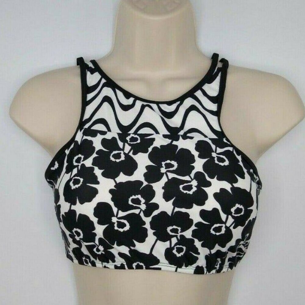 Hobie Bikini Swim Top High Neck Halter Floral Sz M - Picture 8 of 10